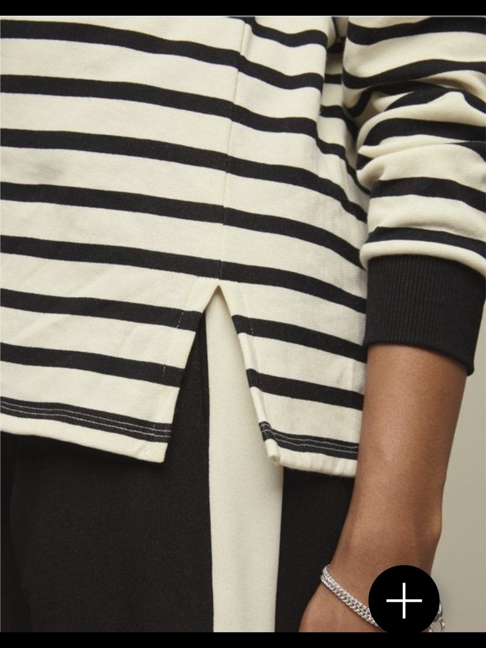 Striped Sweatshirt - Black & Cream - Picture 3 of 4